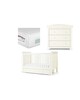 Mia 3 Piece Cot, Dresser Changer and Premium Dual Core Mattress Set - White